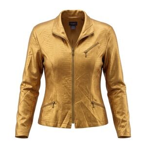 Resource Jacket Large Gold Snakeskin Embossed Metallic Glam Mob Wife Statement